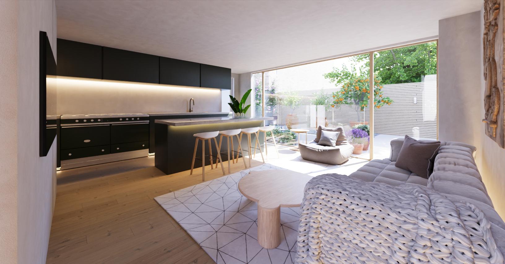 Chiswick Eco House living and kitchen
