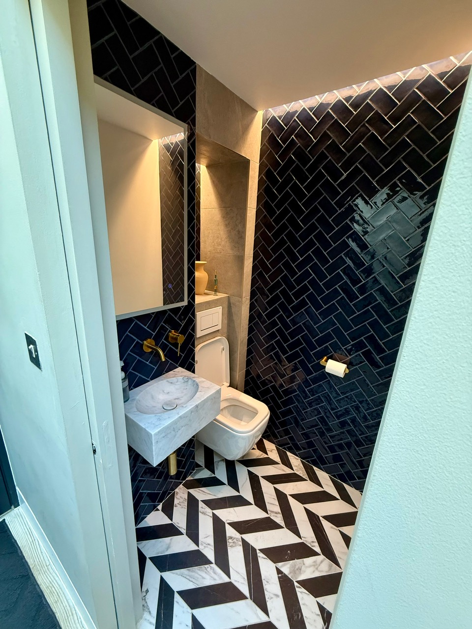 Built powder room detail